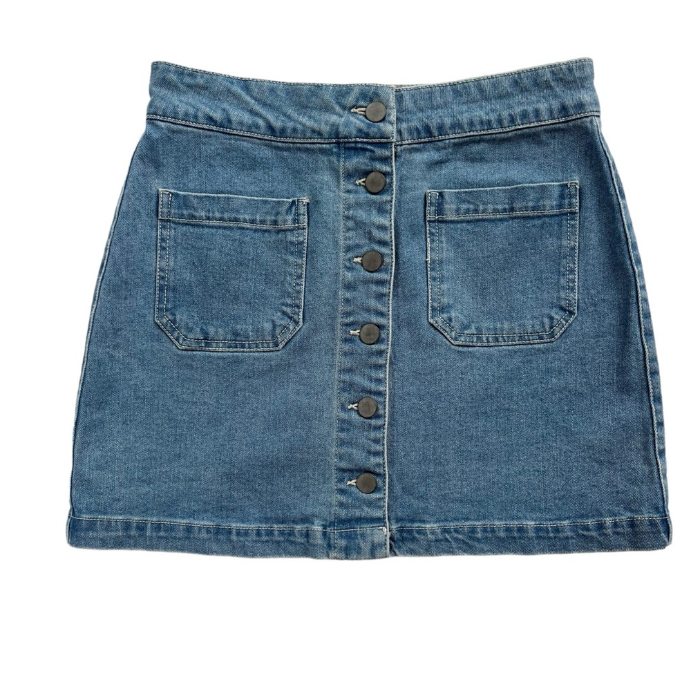 Tgla Womens Size Small Medium Wash Denim Button Front Mini Jean Skirt #PW2003507